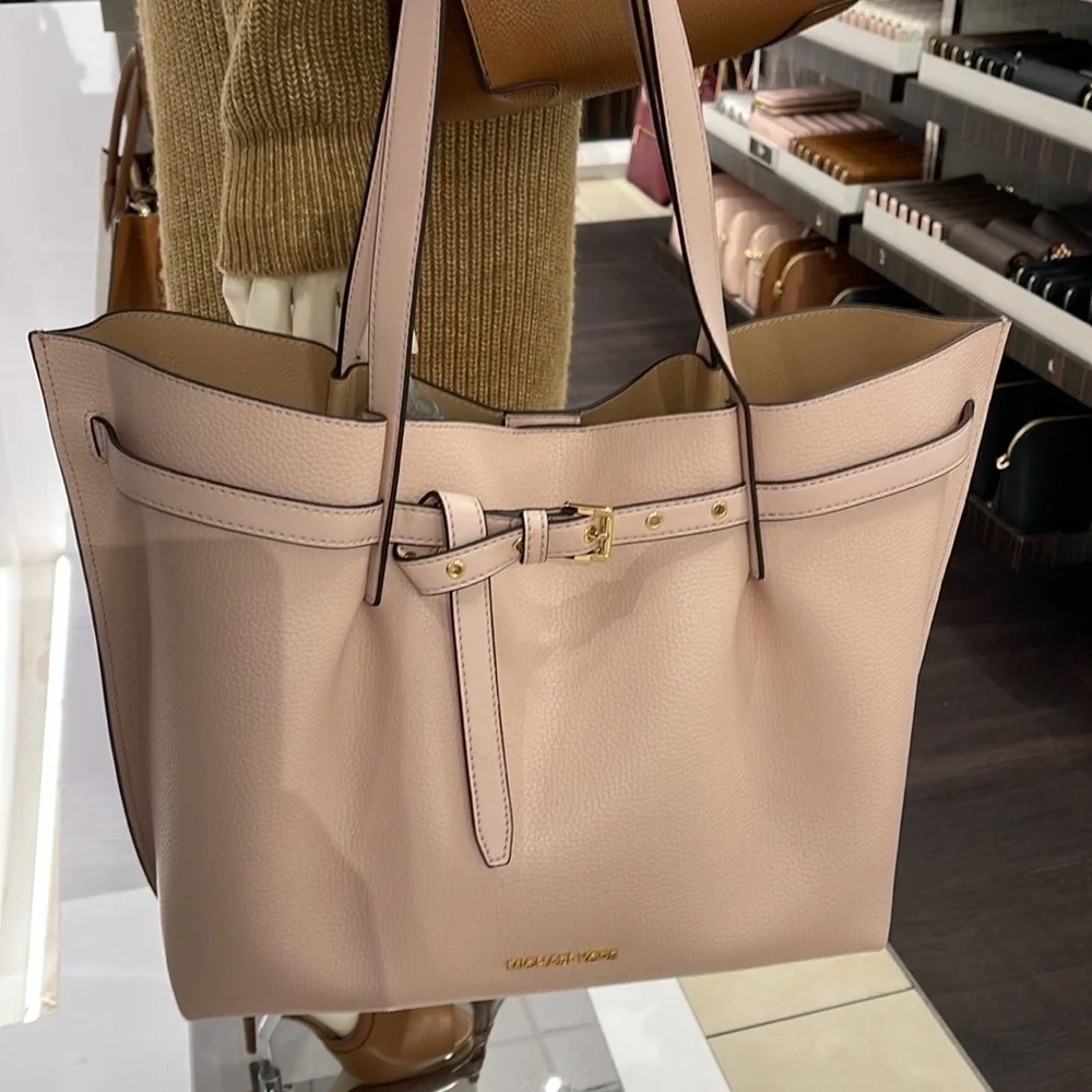 MICHAEL KORS Emilia Large Pebbled Leather Tote Bag POWDER BLUSH